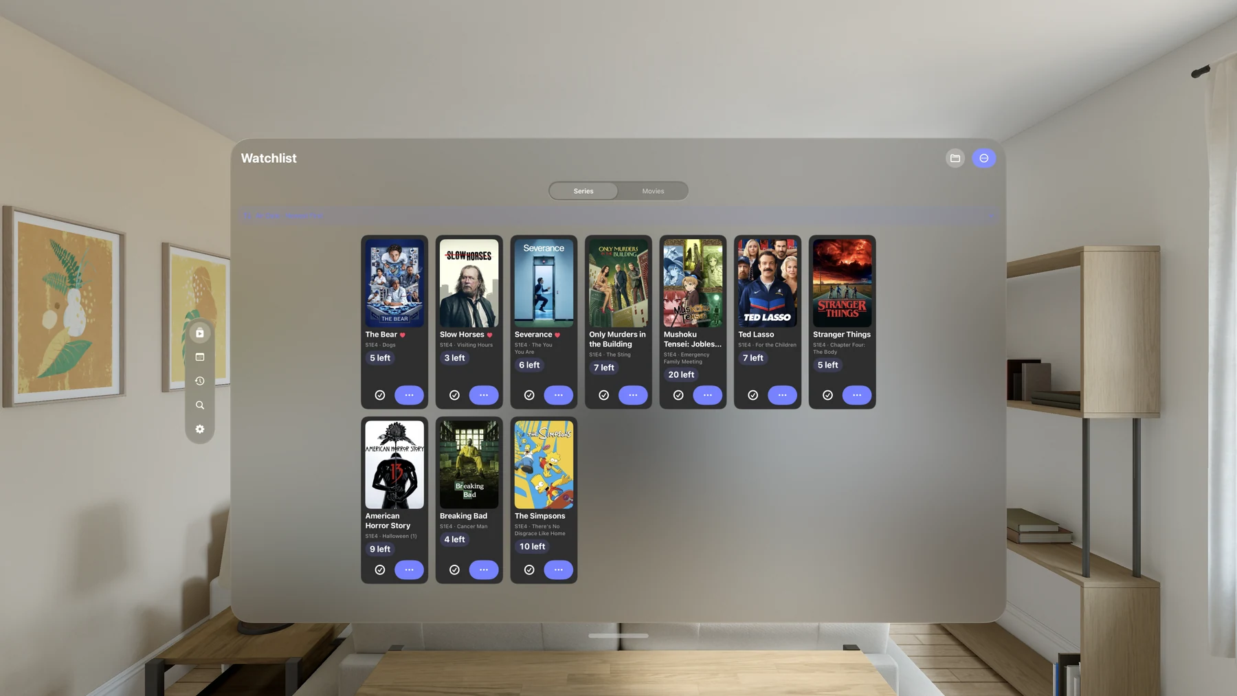 Watchlist on Apple Vision Pro. Retained native preview; the installed version may differ.